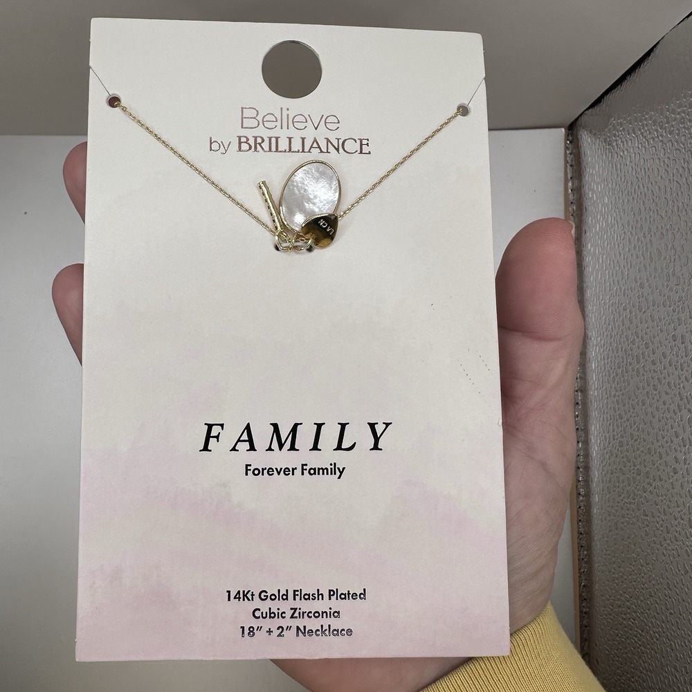 New-Believe By Brilliance‎ Family Necklace -14K Gold Flash Plated, 18" - Picture 2 of 6